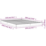 Bed Frame without Mattress 135x190 cm Solid Wood Pine - Low Angle