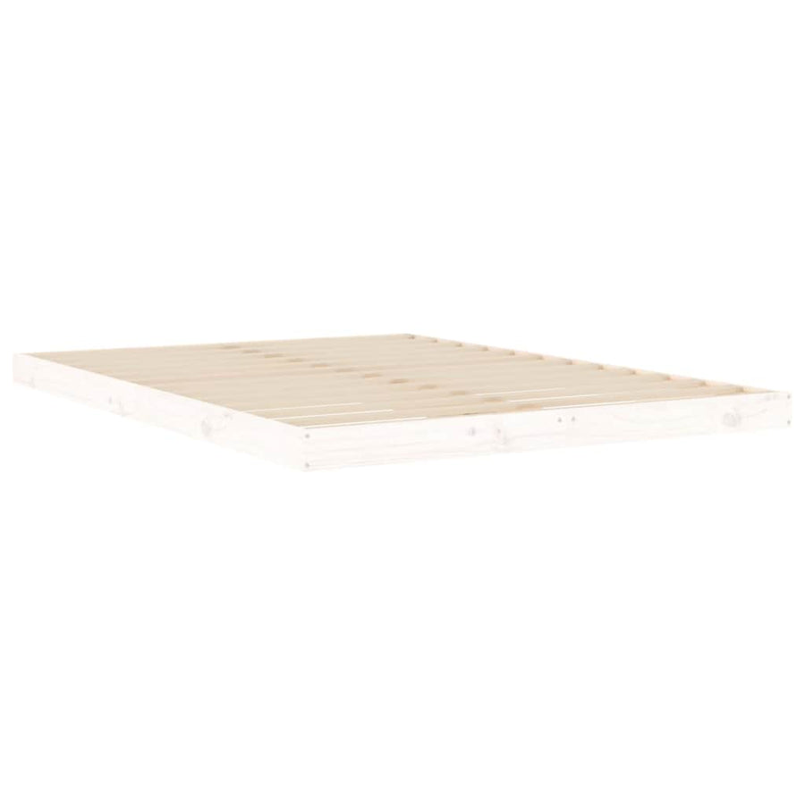 Bed Frame without Mattress White 135x190 cm Solid Wood Pine