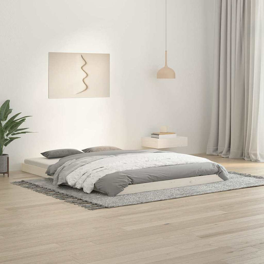 Bed Frame without Mattress White 135x190 cm Solid Wood Pine
