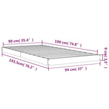 Bed Frame without Mattress 90x190 cm Solid Wood Pine - Low Angle