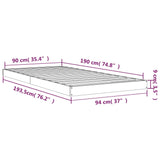 Bed Frame without Mattress White 90x190 cm Solid Wood Pine - Low Angle