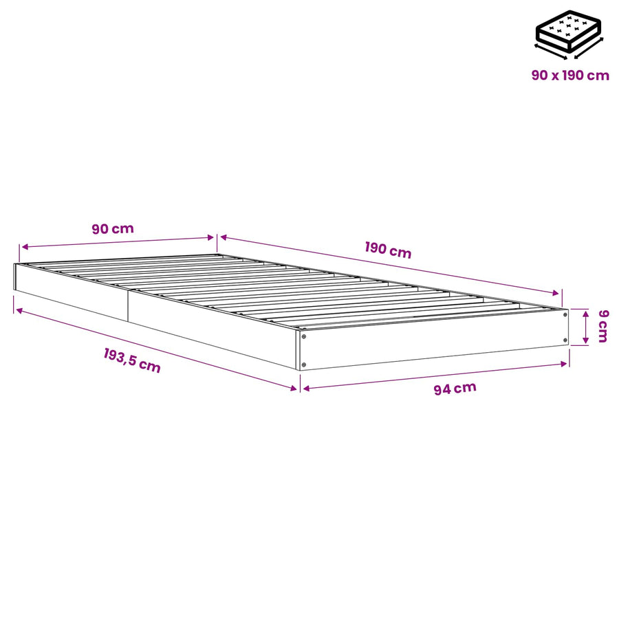 Bed Frame without Mattress White 90x190 cm Single