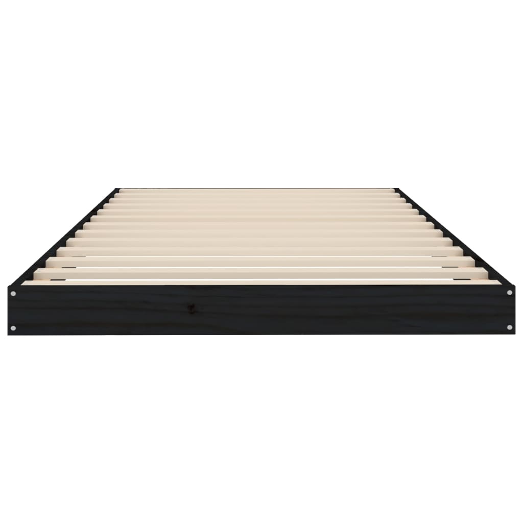 Bed Frame without Mattress Black 90x190 cm Solid Wood Pine
