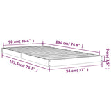 Bed Frame without Mattress Black 90x190 cm Solid Wood Pine