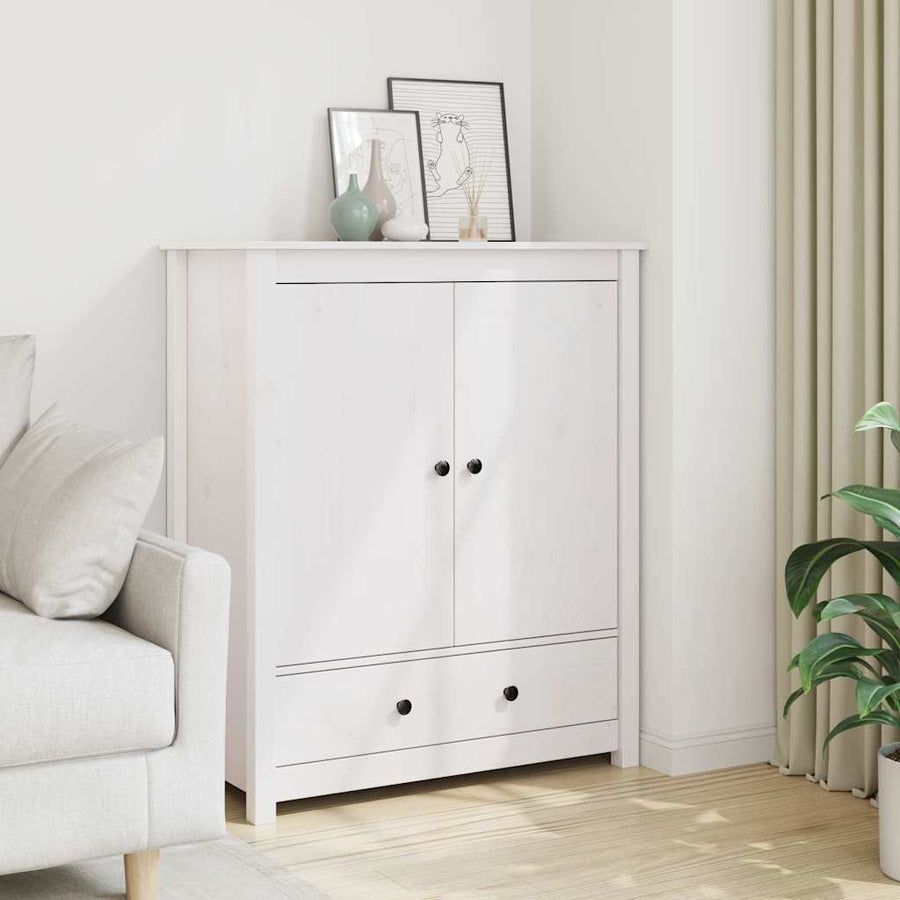 Highboard White 83x41.5x100 cm Solid Wood Pine