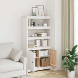 Highboard White 80x35x154 cm Solid Wood Pine - Side View