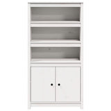 Highboard White 80x35x154 cm Solid Wood Pine - 45-Degree Angle