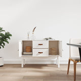 Sideboard White 110x40x78 cm Solid Wood Pine - Side View