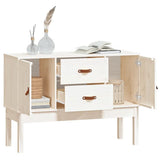 Sideboard White 110x40x78 cm Solid Wood Pine - Top-Down View