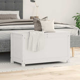 Storage Box White 80x40x45.5 cm Solid Wood Pine - Side View