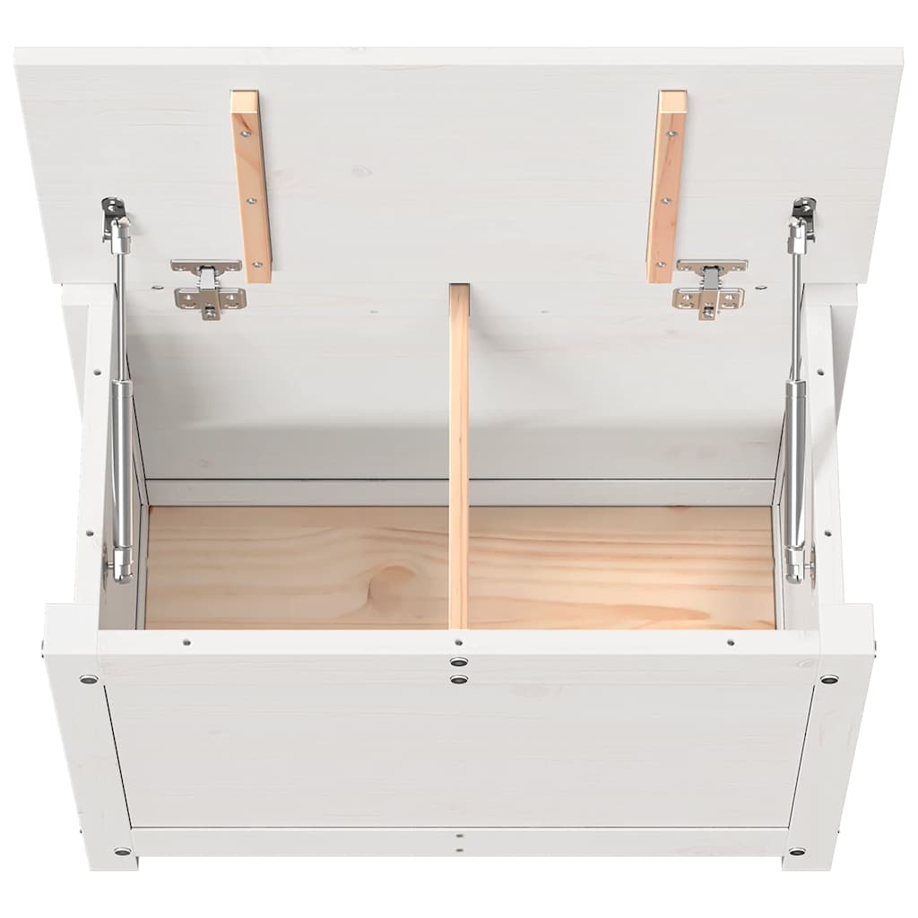 Storage Box White 60x32x45.5 cm Solid Wood Pine