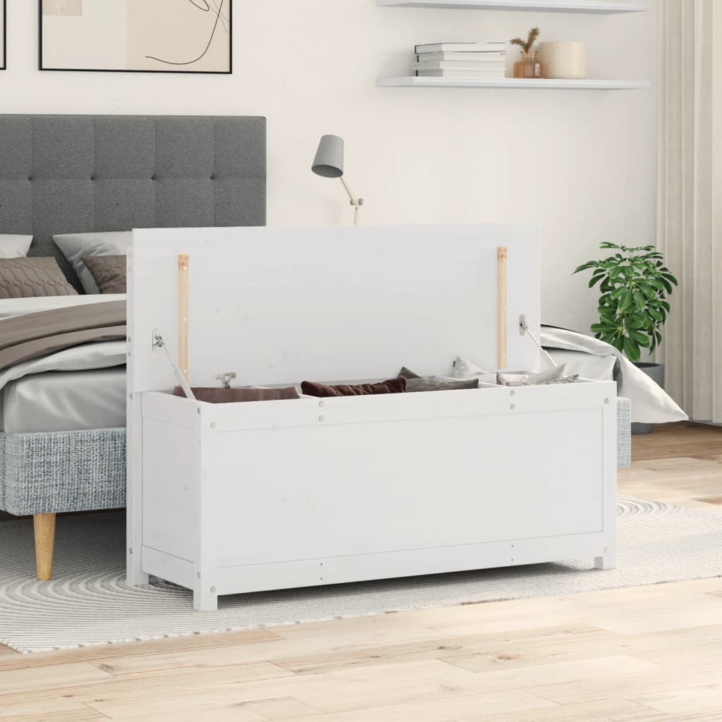 Bench White 110x41x76.5 cm Solid Wood Pine