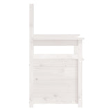Bench White 112.5x51.5x96.5 cm Solid Wood Pine - Close-Up Angle