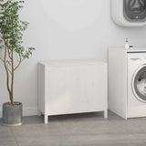 Laundry Box White 88.5x44x76 cm Solid Wood Pine - Side View