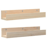 Wall Shelves 2 pcs 50x12x9 cm Solid Wood Pine - Front View