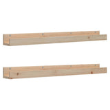 Wall Shelves 2 pcs 110x12x9 cm Solid Wood Pine - Front View