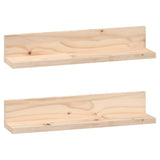 Wall Shelves 2 pcs 50x11x9 cm Solid Wood Pine - Front View