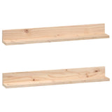 Wall Shelves 2 pcs 80x11x9 cm Solid Wood Pine - Front View