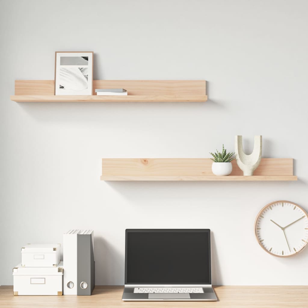 Wall Shelves 2 pcs 80x11x9 cm Solid Wood Pine