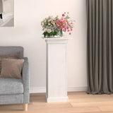 Flower Stand White 40x40x90 cm Solid Wood Pine - Side View