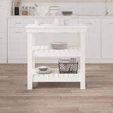 Work Bench White 78.5x50x80 cm Solid Wood Pine - Side View
