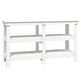 Work Bench White 142.5x50x80 cm Solid Wood Pine - Front View