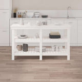 Work Bench White 142.5x50x80 cm Solid Wood Pine - Side View