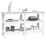 Work Bench White 142.5x50x80 cm Solid Wood Pine