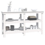 Work Bench White 142.5x50x80 cm Solid Wood Pine - Rear View