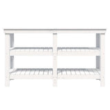 Work Bench White 142.5x50x80 cm Solid Wood Pine