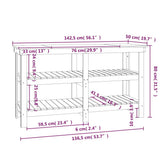 Work Bench White 142.5x50x80 cm Solid Wood Pine