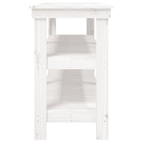 Work Bench White 181x50x80 cm Solid Wood Pine - Rear View