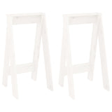Stools 2 pcs White 40x40x75 cm Solid Wood Pine - Front View