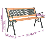 Garden Bench 116 cm Cast Iron and Solid Wood Fir - Close-Up Angle