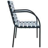 Garden Bench Grey 112 cm Solid Wood Fir - Side View