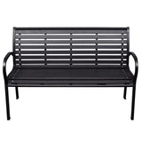 Garden Bench Black 116 cm Steel and WPC - Front View