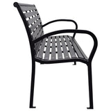 Garden Bench Black 116 cm Steel and WPC - Side View
