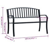 Garden Bench Black 120 cm Steel - Close-Up Angle