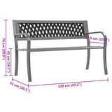 Garden Bench Black 120 cm Steel - Low Angle