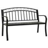 Garden Bench with Table Black 120 cm Steel - Front View