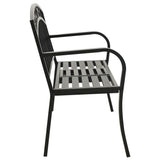 Garden Bench with Table Black 120 cm Steel - Top-Down View