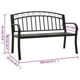 Garden Bench with Table Black 120 cm Steel - Close-Up Angle