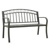 Garden Bench with Table Grey 120 cm Steel - Front View