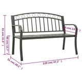 Garden Bench with Table Grey 120 cm Steel - Close-Up Angle