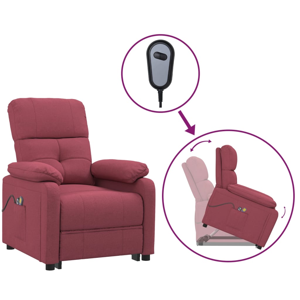 Stand up Massage Chair Wine Red Fabric