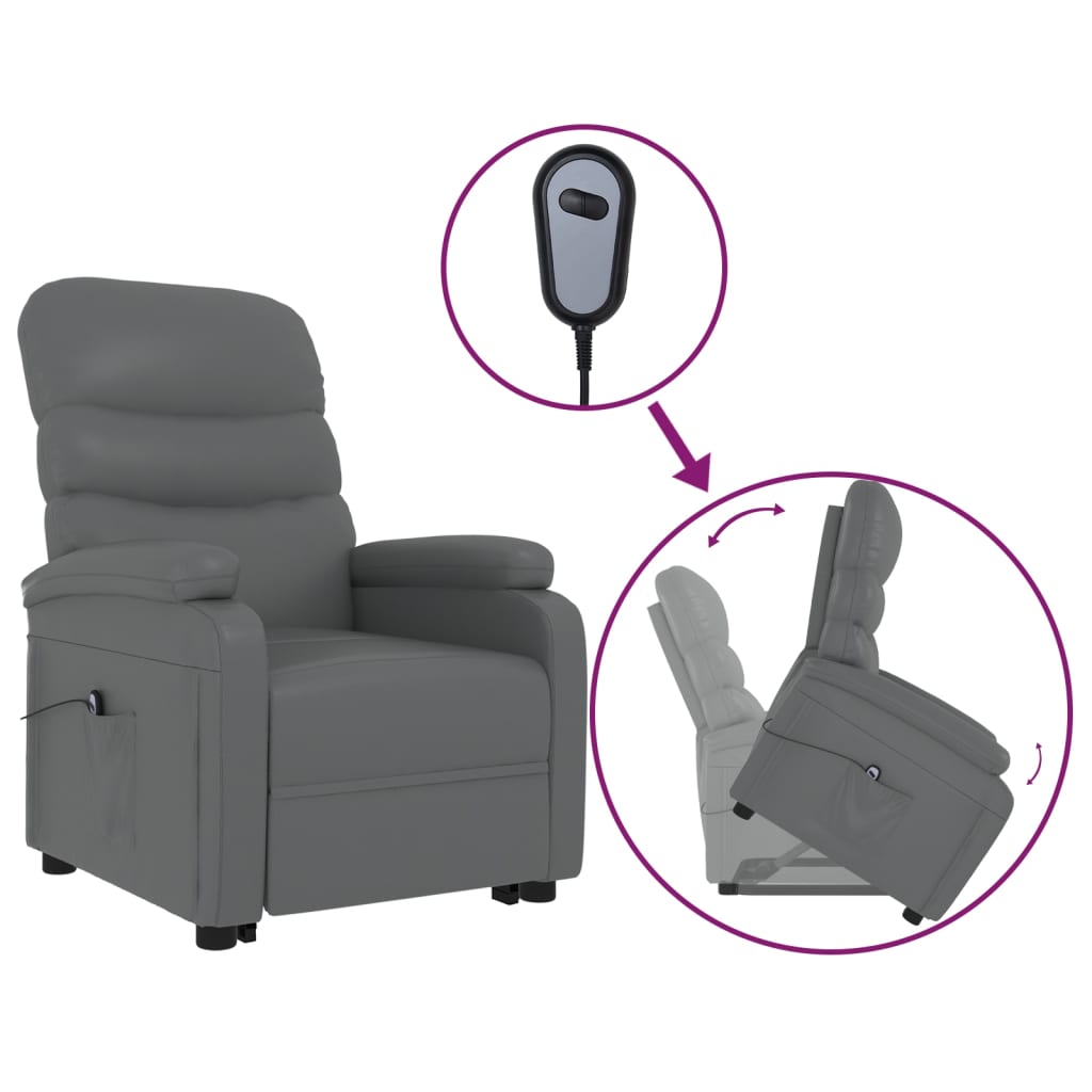 Stand up Chair Grey Faux Leather