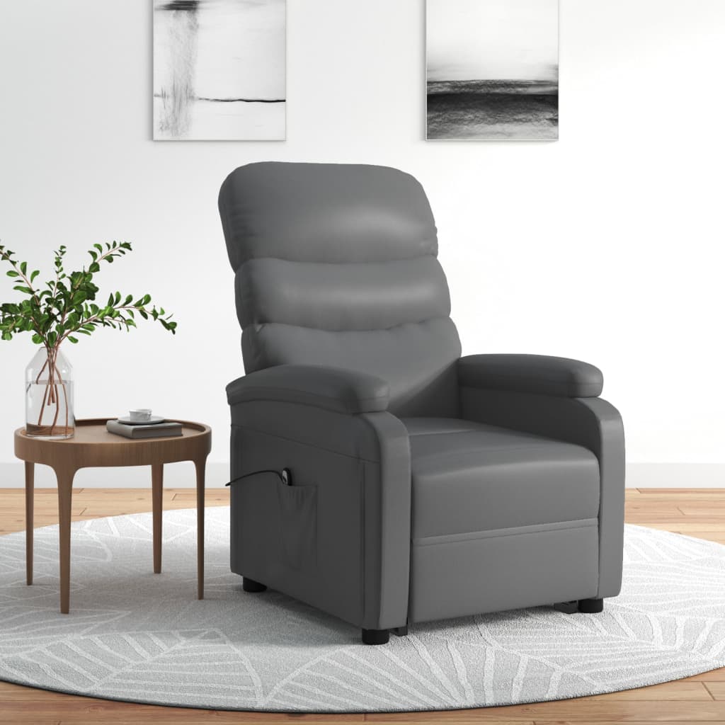 Stand up Chair Grey Faux Leather