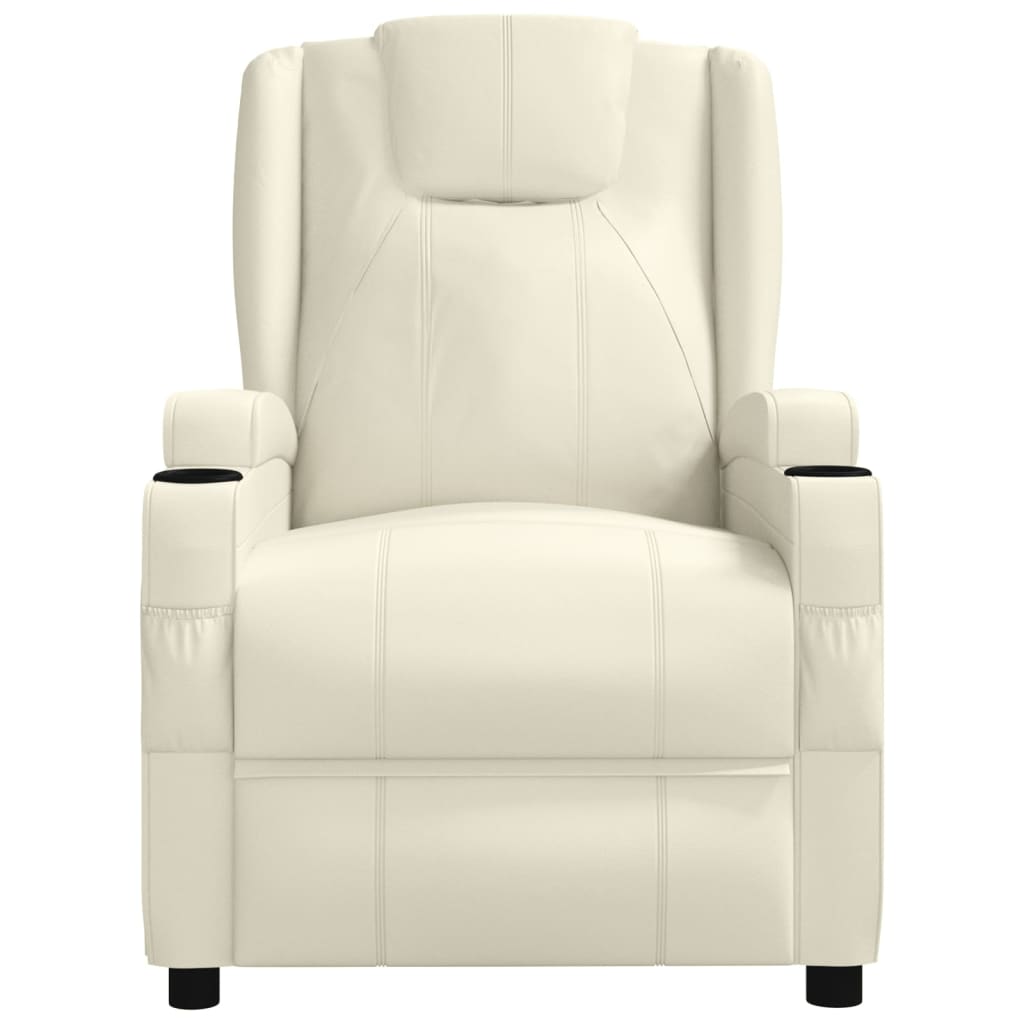Stand up Massage Chair Cream White Faux Leather