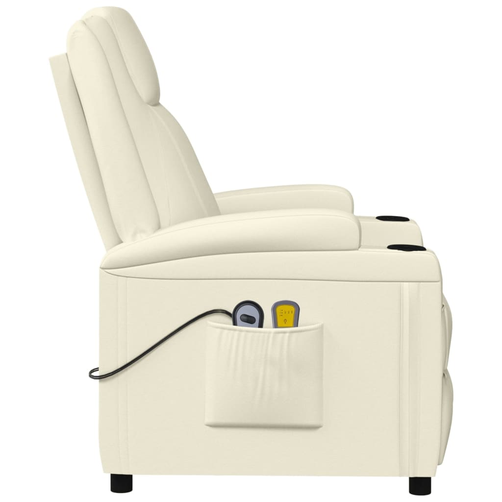 Stand up Massage Chair Cream White Faux Leather