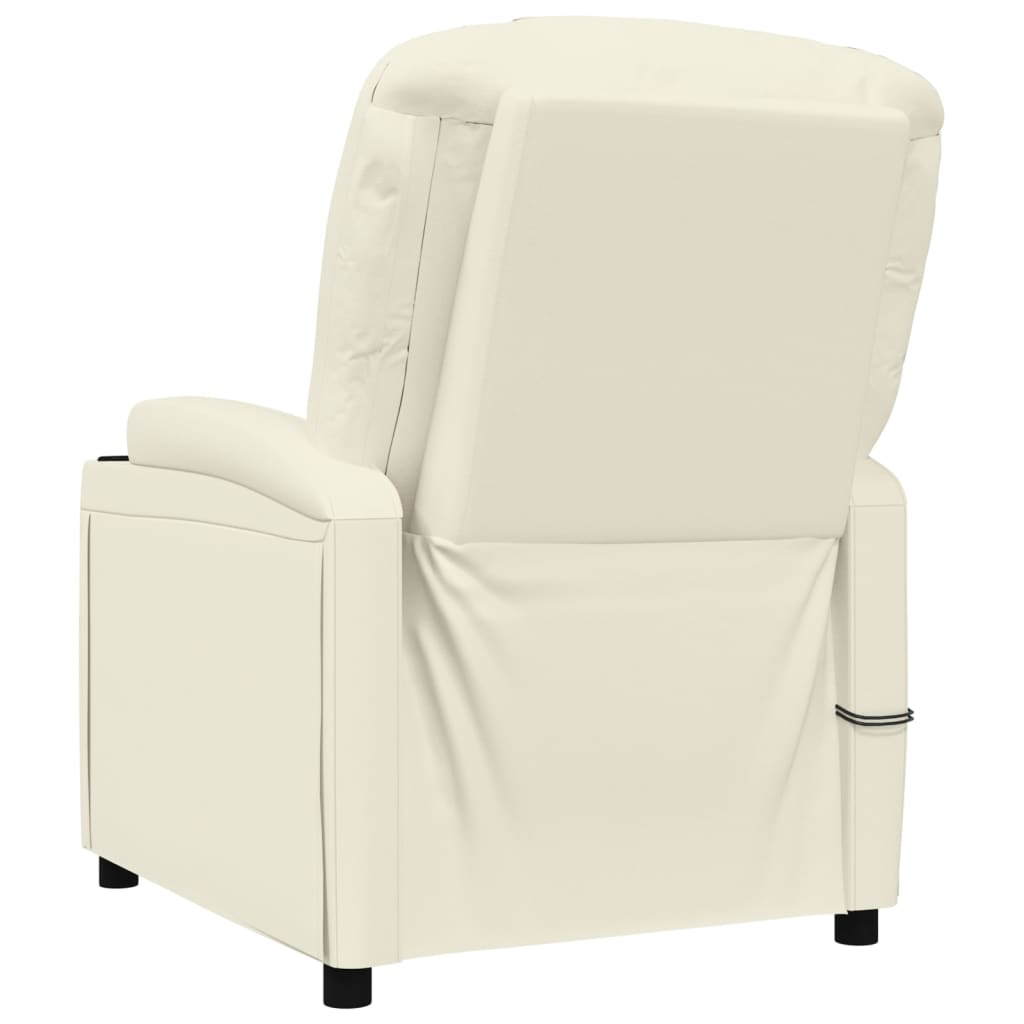 Stand up Massage Chair Cream White Faux Leather